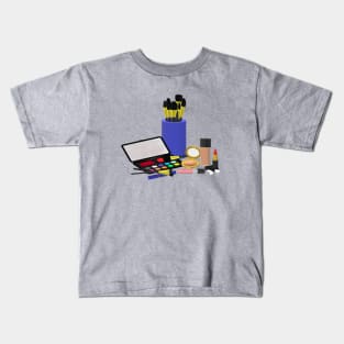 Makeup Collection (Light Shades. Gray Background.) Kids T-Shirt